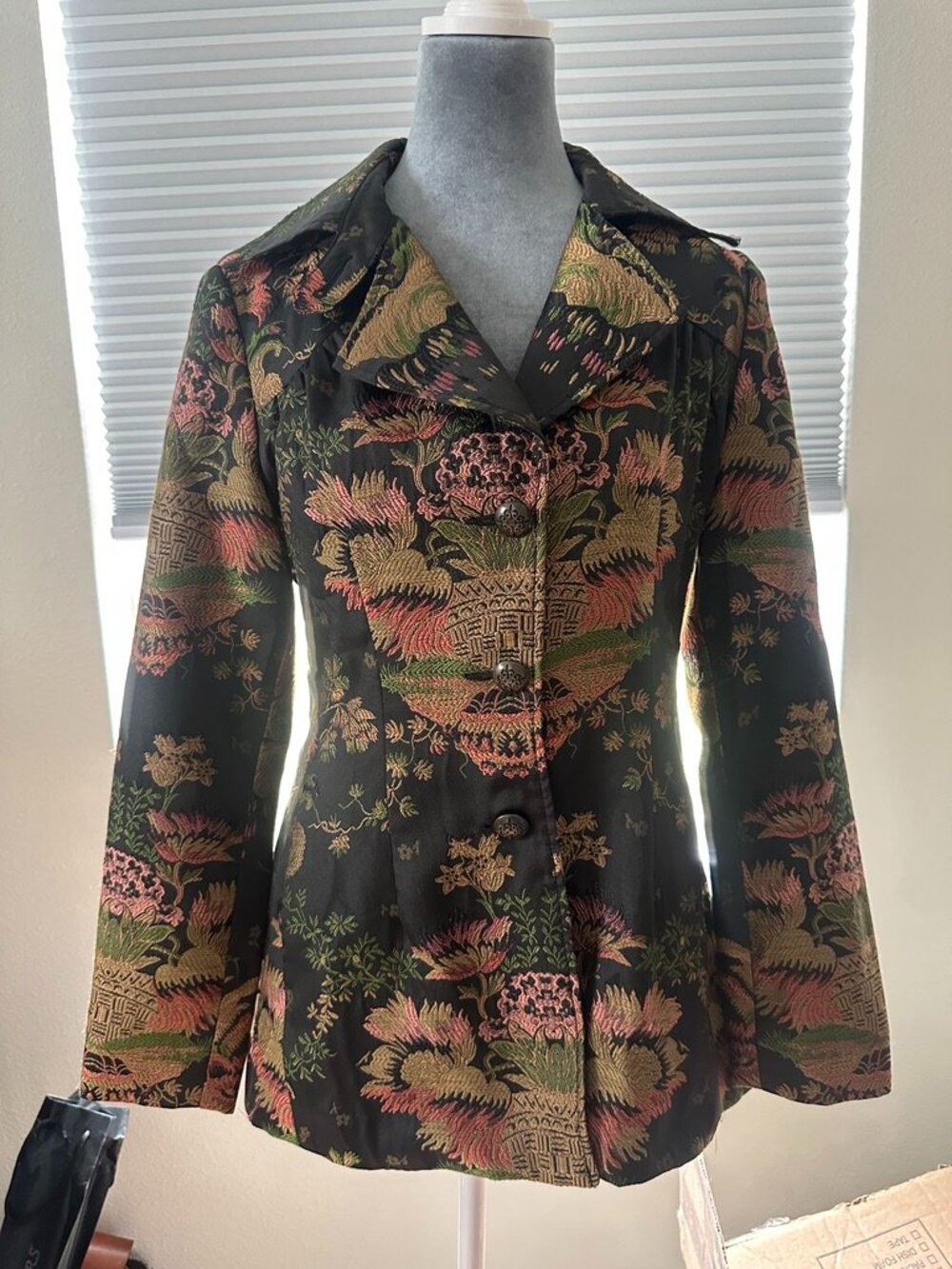 CAbi Vintage Asian-Inspired Chinoiserie Blazer